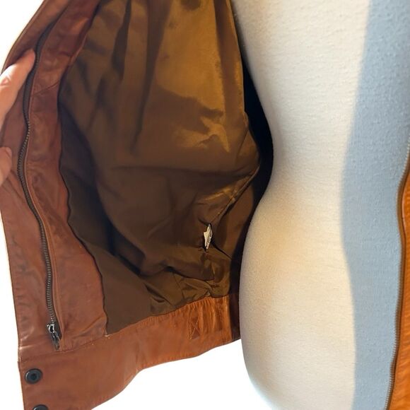 Vintage Gino di Giorgio Brown 1980s Bomber Brown Leather Jacket - Medium - Picture 7 of 11